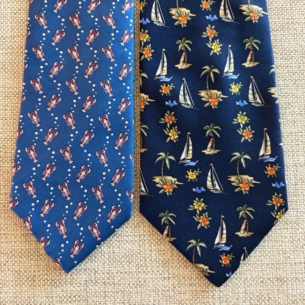 Tommy Hilfiger & Tango Silk Ties Lot of 2 Lobster Nautical Tropical Preppy